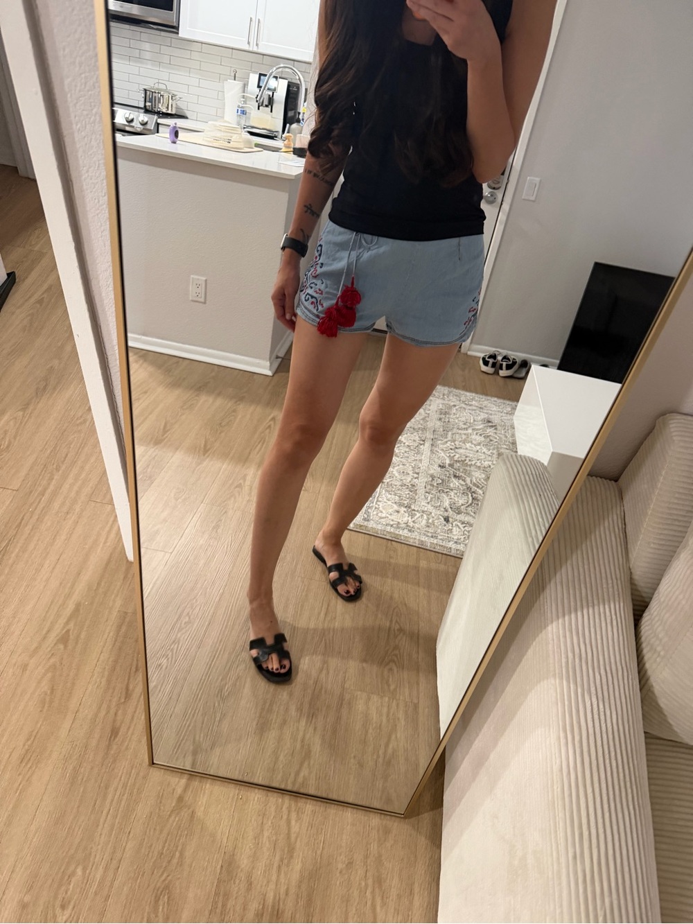 Ermanno Scervino Light Blue Denim Shorts with Red Tassels